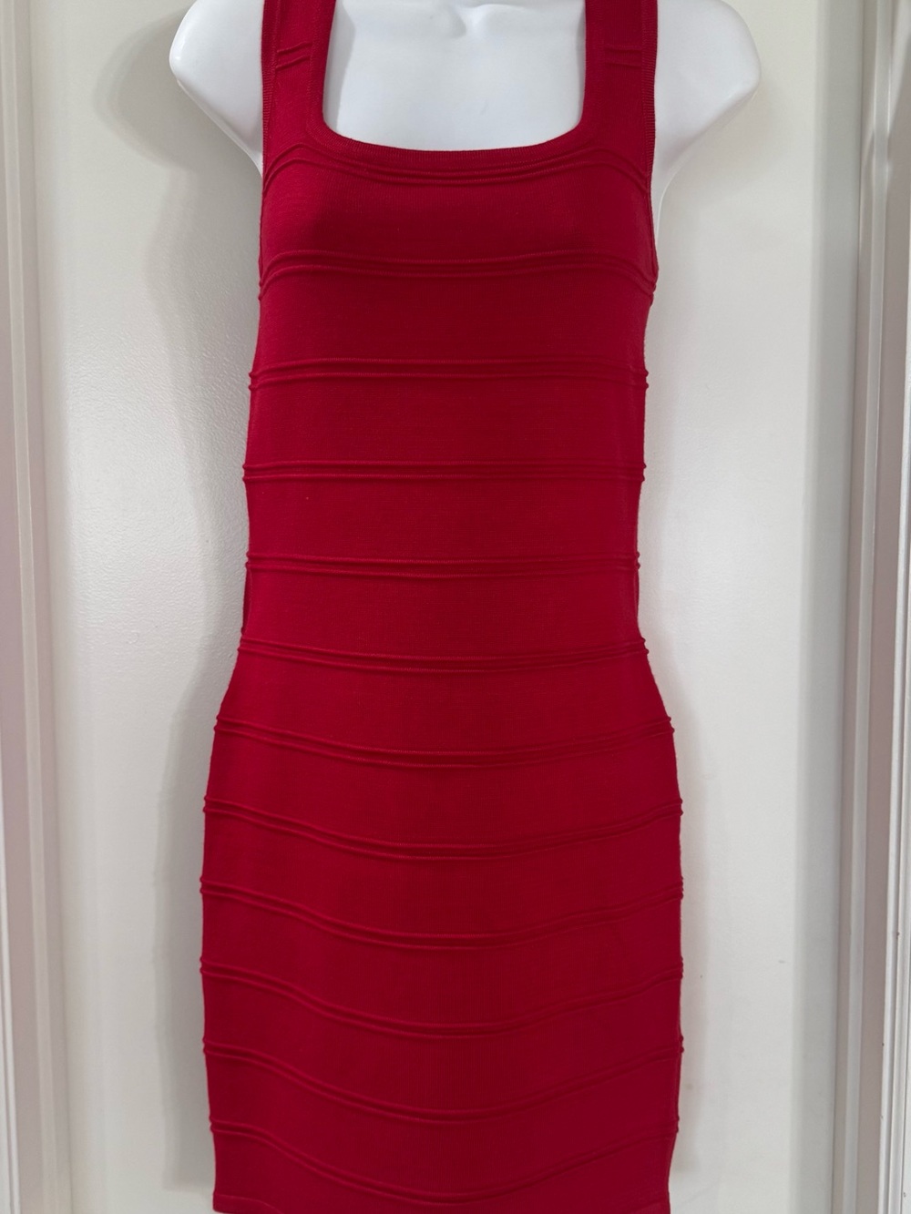 Red Bodycon Bandage Dress Size L Sequin Back – New Without Tags
